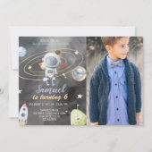 Weltraumplaneten des Astronauten zum Geburtstag Einladung (Vorderseite)