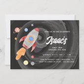 Weltraumplaneten Einladung zum ersten Geburtstag (Vorderseite)