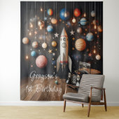Weltraumplaneten Erste Geburtstagsstunde Selfie-St Wandteppich (Beispiel)