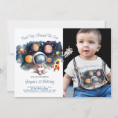 Weltraumplaneten Foto 1. Geburtstag Einladung (Vorderseite)