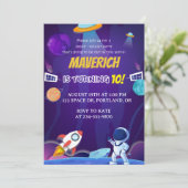 Weltraumplaneten für Kinder zum Geburtstag Einladung (Stehend Vorderseite)