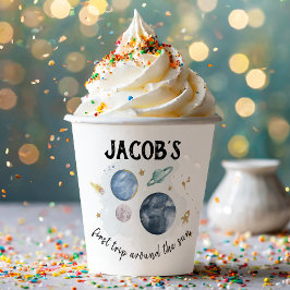 Weltraumplaneten Galaxy Erste Reise Junge Geburtst Pappbecher