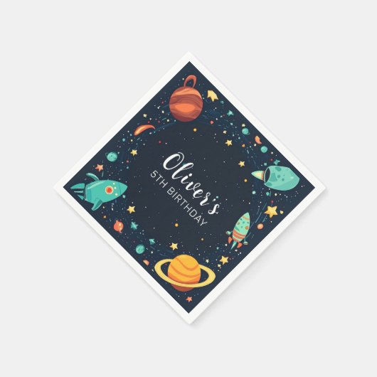 Weltraumplaneten Galaxy Geburtstag Serviette (Ecke)