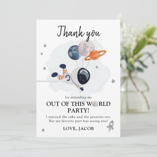 Weltraumplaneten Galaxy Junge Danke Karte (Stehend Vorderseite)