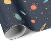 Weltraumplaneten Galaxy Junge Geburtstag Geschenkpapier (Rolleneckpunkt)
