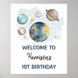 Weltraumplaneten Galaxy Junge Geburtstag Willkomme Poster