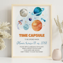 Weltraumplaneten Geburtstag Zeitkapsel Zeichen Poster