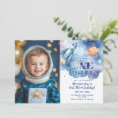 Weltraumplaneten Junge 1. Foto Einladung (Stehend Vorderseite)