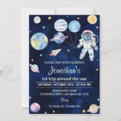 Weltraumplaneten Junge 1. Geburtstag Einladung (Vorderseite)