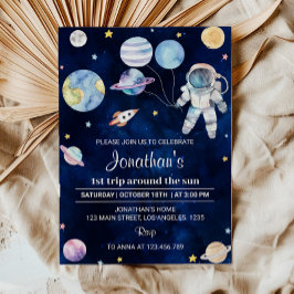 Weltraumplaneten Junge 1. Geburtstag Einladung