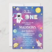 Weltraumplaneten Junge 1. Geburtstag Einladung (Vorderseite)