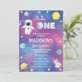 Weltraumplaneten Junge 1. Geburtstag Einladung (Stehend Vorderseite)