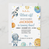 Weltraumplaneten Junge Galaxy Geburtstagseinladung Einladung (Vorderseite)