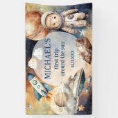 Weltraumplaneten Junge zum ersten Geburtstag Banner (Vertikal)