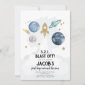 Weltraumplaneten Junge zum ersten Geburtstag Einla Einladung (Vorderseite)