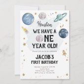 Weltraumplaneten Junge zum ersten Geburtstag Einla Einladung (Vorderseite)