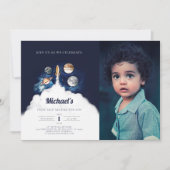 Weltraumplaneten Junge zum ersten Geburtstag Einla Einladung (Vorderseite)