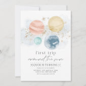 Weltraumplaneten Junge zum ersten Geburtstag Einla Einladung (Vorderseite)