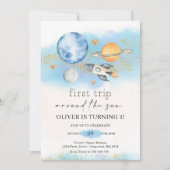 Weltraumplaneten Junge zum ersten Geburtstag Einladung (Vorderseite)