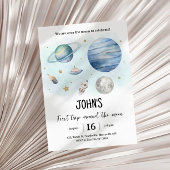 Weltraumplaneten Junge zum ersten Geburtstag Einladung