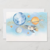 Weltraumplaneten Junge zum ersten Geburtstag Foto Einladung (Rückseite)
