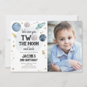 Weltraumplaneten Junge zum zweiten Geburtstag Einl Einladung (Vorderseite)