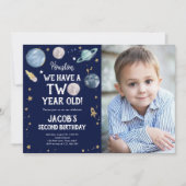 Weltraumplaneten Junge zum zweiten Geburtstag Einl Einladung (Vorderseite)