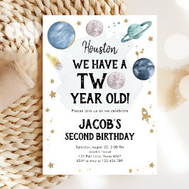 Weltraumplaneten Junge zum zweiten Geburtstag Einl Einladung