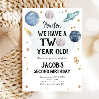 Weltraumplaneten Junge zum zweiten Geburtstag Einl Einladung