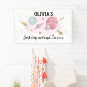 Weltraumplaneten Mädchen zum ersten Geburtstag Hin Banner (Insitu)