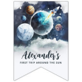 Weltraumplaneten & Raketenschiff Geburtstagsparty Wimpelkette (Zweite Fahne)