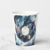 Weltraumplaneten & Raketenschiff Junge 1. Geburtst Pappbecher (Rückseite)