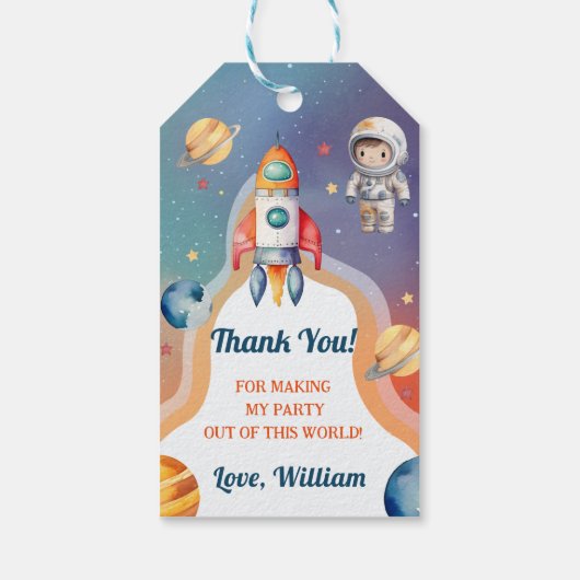 Weltraumplaneten Raketenschiff Vielen Dank Geschenkanhänger (Rückseite)