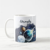 Weltraumplaneten und Raketenschiff Personalisiert Kaffeetasse (Links)
