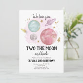 Weltraumplaneten zum zweiten Geburtstag Einladung (Stehend Vorderseite)