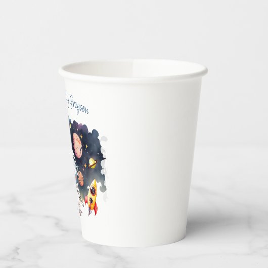 Weltraumplanets Boy Birthday Pappbecher (Links)