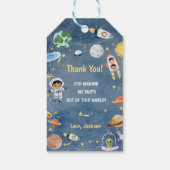 Weltraumplanets-Raketenschiff Danke, Geschenk-Tag Geschenkanhänger (Rückseite)