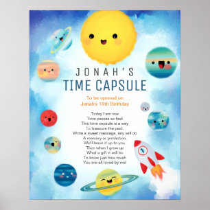 Weltraumplanets-Raketenschiff-Zeitkapsel Poster