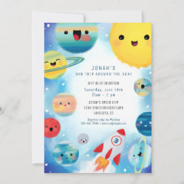 Weltraumplanets-Raketenschiff zum Geburtstag Einladung