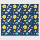 Weltraumplanets-Raketenschiff zum Geburtstag Geschenkpapier (Flach)