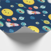 Weltraumplanets-Raketenschiff zum Geburtstag Geschenkpapier (Ecke)