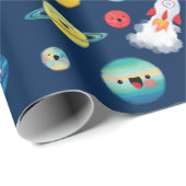 Weltraumplanets-Raketenschiff zum Geburtstag Geschenkpapier (Rolleneckpunkt)