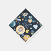 Weltraumplanets Rocket Navy Blue Baby Dusche Serviette (Ecke)