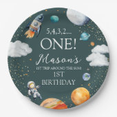 Weltraumrakete 1. Geburtstag Pappteller (Vorderseite)