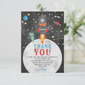 Weltraumrakete Geburtstag Danke Karte (Stehend Vorderseite)