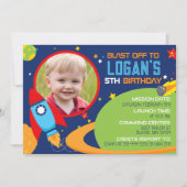 Weltraumrakete Geburtstagsparty-Foto Einladung (Vorderseite)