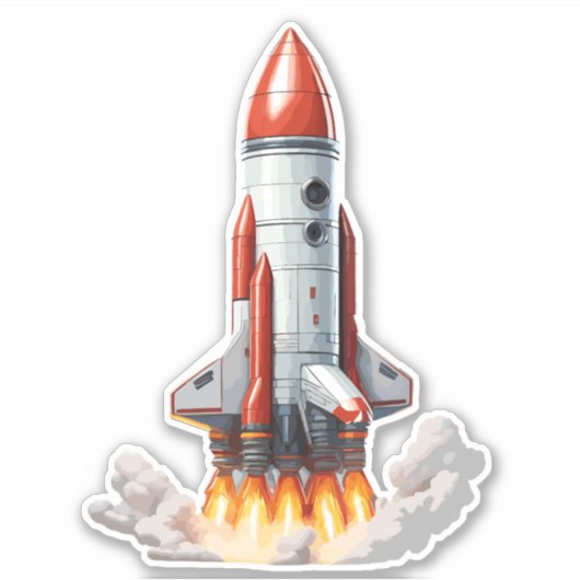 Weltraumrakete nimmt Flug Aufkleber (Vorderseite)