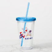 Weltraumrakete Start Kinder Astronaut Acryltrinkbecher (Rückseite)