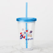 Weltraumrakete Start Kinder Astronaut Acryltrinkbecher (Vorderseite)