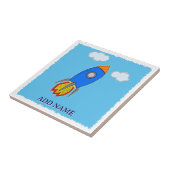 Weltraumrakete Zeichne in blauem Himmel Fliese (Seite)